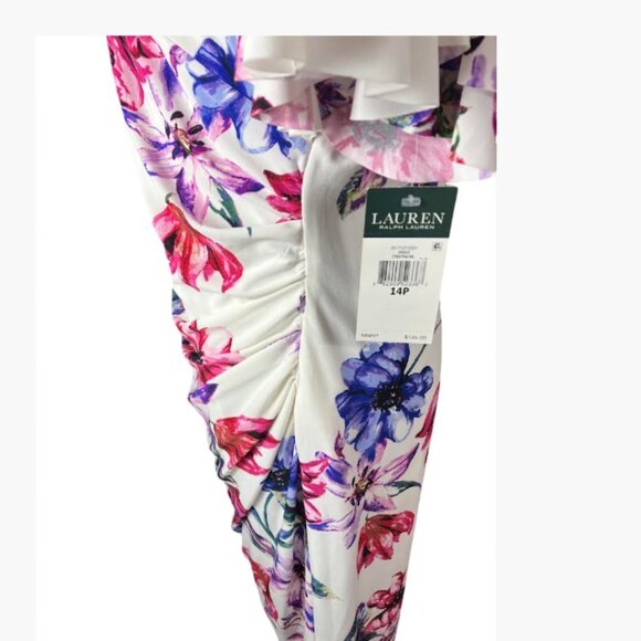 Lauren Ralph Lauren Floral Ruffle Sleeve Shift Dress Short Sleeve Size 14P NWT - Picture 5 of 12